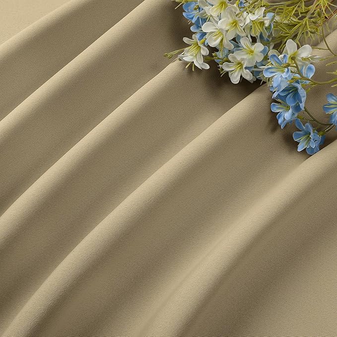 CUCRAF Beige Blackout Curtains 54 inch Length 2 Panels Set, Rod Pocket Room Darkening Drapes for Bedroom Living Room, Insulated Thermal Light Blocking Window Curtain (W52 x L54 Inch)