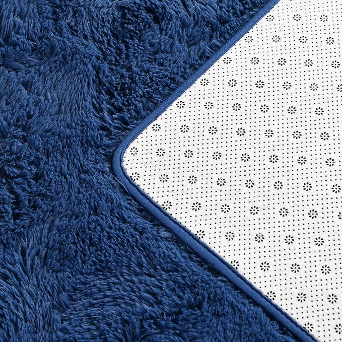 Deerhoo Large Shag Area Rugs 5 x 8, Plush Fuzzy Rugs for Living Room, Ultra Soft Fluffy Furry Rug for Bedroom, Indoor Carpet Nursery Rugs for Kids Room Home Decor, Navy Blue