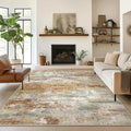 Area Rugs 5x8 for Living Room Bedroom, Modern Abstract Machine Washable Rug, Large Soft Low Pile Floor Carpet with Non Slip Backing for Dining Room, Orange Green