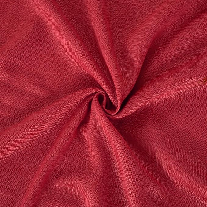 BGment Long Linen Semi Sheer Curtains 102 Inch Length for Living Room, Red Lightweight Window Drapes for Bedroom with Rod Pocket Light Filtering Rustic Textured, 2 Panels Set, Each 52 Inch Wide