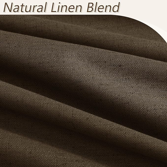 Guken 100% Blackout Curtains 96 Inch Length 2 Panels Set for Living Room Bedroom Back Tab Thermal Insulated Black Out Linen Drapes Room Darkening Chocolate,52x96