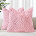 decorUhome Summer Throw Pillow Covers 16x16 Inch Set of 2, Soft Plush Faux Wool Light Pink Solid Couch Pillow Covers, Accent Farmhouse Neutral Square Pillow Cases for Sofa Bed Living Room