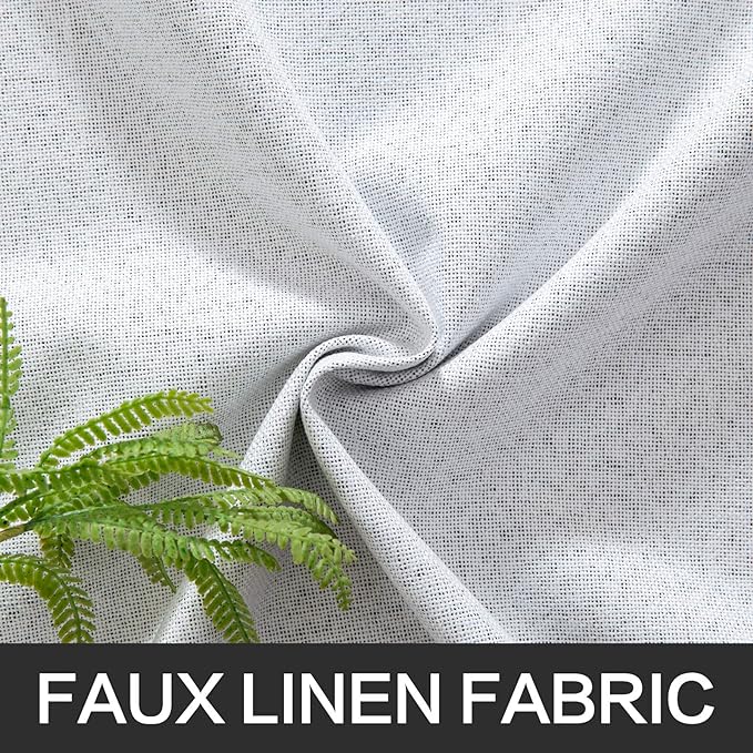 MIULEE Linen Texture 90 Inches Curtains for Bedroom 100% Blackout Thermal Insulated Grayish White Grommet Darkening Curtains for Living Room Nursery 52x90 Inch (2 Panels)