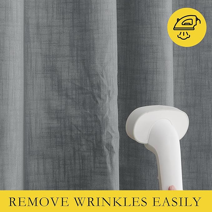 NICETOWN Linen Blackout Curtains for Kitchen, Dove Grey, 2 Panels, 42" Wide x 63" Long, Short Kitchen Burlap Linen 100% Blackout Drape Panels for Night Shift, Great Job for Blocking Light
