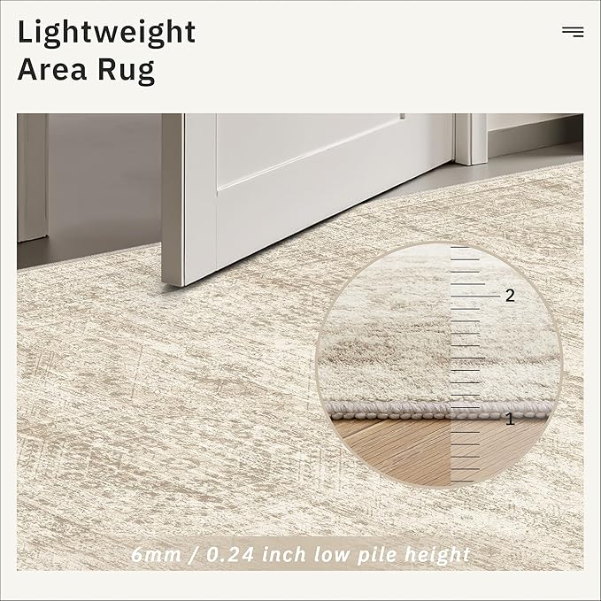 Runner Rug 3x12 Washable Non-Slip Hallway Runner Rugs for Kitchen Bathroom Laundry Room Beige Vintage Floor Carpet Runners for Hallways Entryway