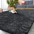 OLANLY 8x9 Machine Washable Large Area Rugs for Living Room, Bedroom, Soft Fluffy Shaggy Bedside Rug, Indoor Floor Carpet for Kids Girls and Boys, Dorms, Nursery, Home Decor Aesthetic, Black