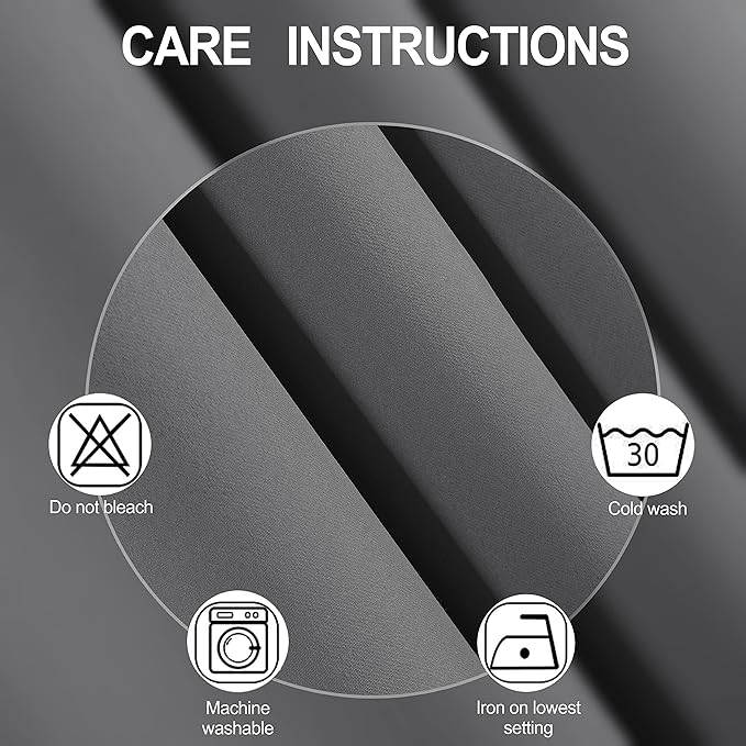 LEMOMO Frost Grey Blackout Curtains 34 x 84 Inch Length/Set of 2 Curtain Panels/Thermal Insulated Room Darkening Blackout Curtains for Bedroom