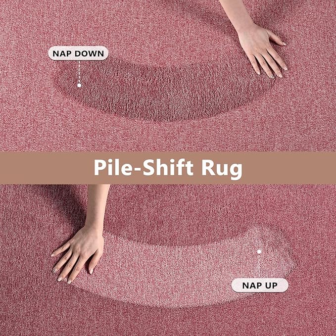 FinRèc 5x7 Washable Area Rugs for Bedroom Living Room, Low Pile Thin Rug Solid Color, Non-Slip Carpet Indoor for Home Decor (Red)