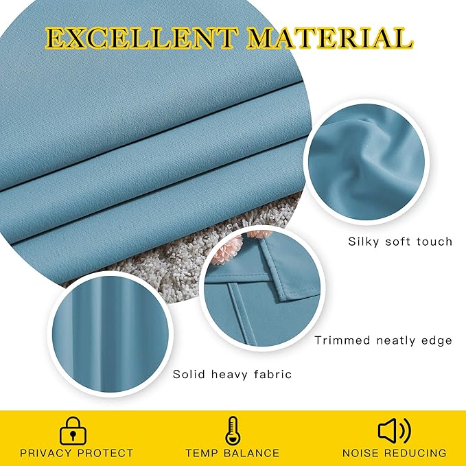 NICETOWN Teal Blue Blackout Curtains 84 inch Length 2 Panels, Grommet Thermal Insulated Window Treatments Light & Sound Reducing Drapes for Living Room/Bedroom, W46 x L84