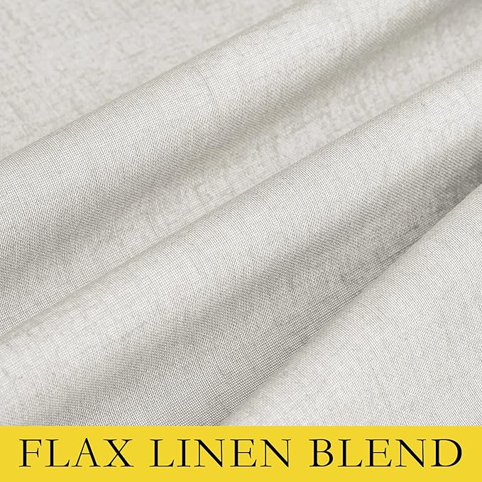 NICETOWN 100% Absolutely Blackout Linen Curtains with Thermal Insulated White Liner, Ivory, W62, 2 Pieces, Noise Reducing Textured Linen Look Curtains for Windows 90 inch Length for Classroom