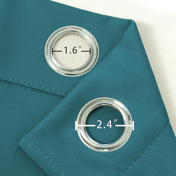 LEMOMO Blackout Curtains 52 x 45 inch/Sea Teal Curtains Set of 2 Panels/Thermal Insulated Room Darkening Bedroom Curtains