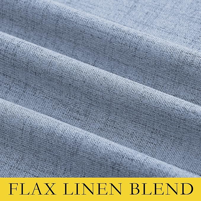 NICETOWN Stone Blue Vintage Linen 100% Blackout Curtains for Playroom, Thermal Insulated Curtains 72" Long, Noise Reducing Window Treatment Drapes for Laundry Room, 62" Wide Per Panel, Set of 2