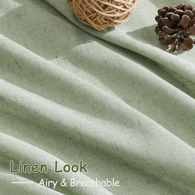 Extra Long Mist Sage Linen Curtains 120 Inch for Living Room 2 Panels Set Rod Pocket Back Tab Light Filtering Semi Sheer Linen Window Drapes Privacy High Ceiling Drapes for Farmhouse 52x120