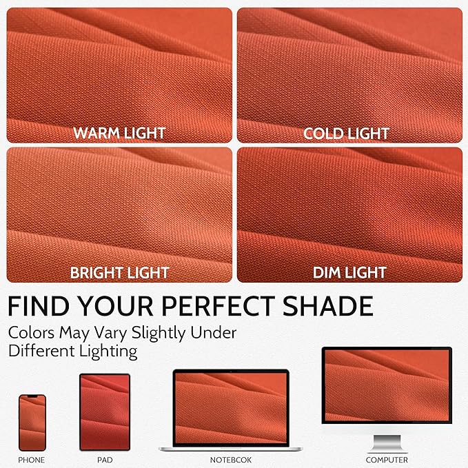 Bright Orange Linen Curtains 90 Inch Long 2 Panels Set for Bedroom Living Room, Soft Linen Textured Window Drapes Semi Sheer Light Filtering Rod Pocket Back Tab Morden Style 52x90