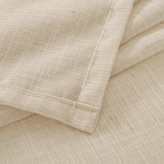 BGment Natural Linen Curtains 63 Inches Long for Bedroom Windows, Sheer Drapes Lightweight Rustic Country Textured for Farmhouse Living Room Decor Rod Pocket, 2 Panels Set, Each 42 Inch Wide