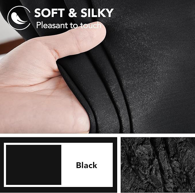 Deconovo Blackout Curtains, Thermal Insulated, W52 x L54 2 Panels, Back Tab, Machine Washable, Room-Darkening Drapes for Bedroom/Living Room Black