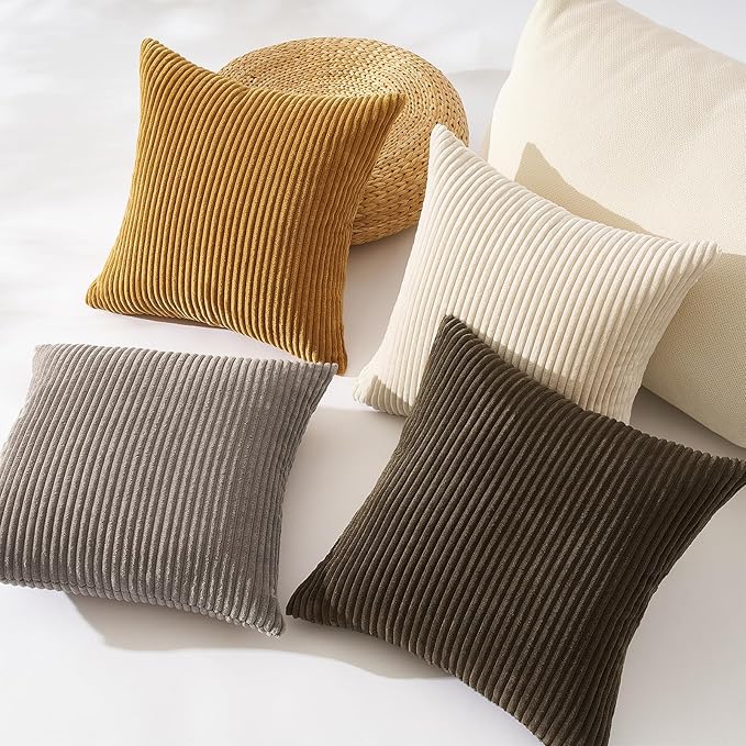 Topfinel Decorative Brown Throw Pillow Covers Cushion Cases, Set of 4 Soft Velvet Modern Double-Sided Designs Terracotta Home Decor ，Fall Style Throw Pillows 26x26 inches