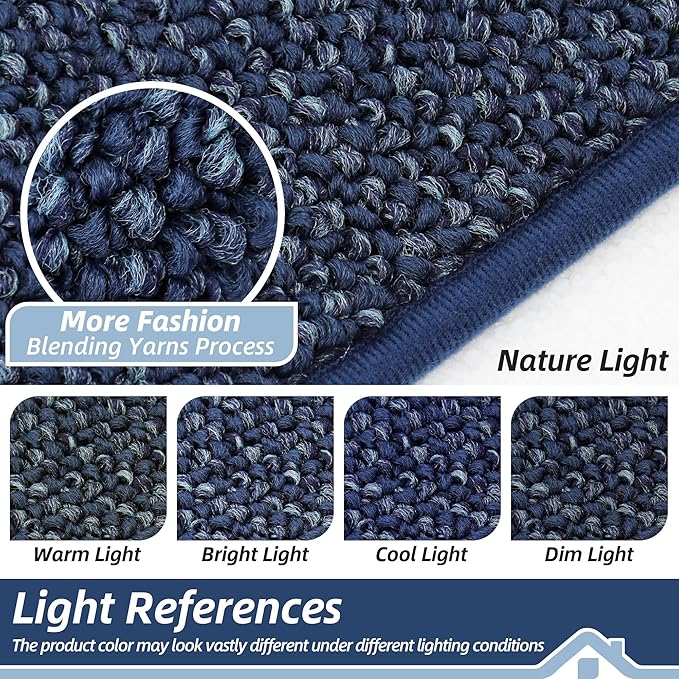 BEQHAUSE Kitchen Rugs 32"x48", Non-Slip Kitchen Mats for Floor, Super Absorbent and Stain Resistant Kitchen Rugs, Machine Washable Rugs for Kitchen, Hallway, Laundry & Sink, Blue