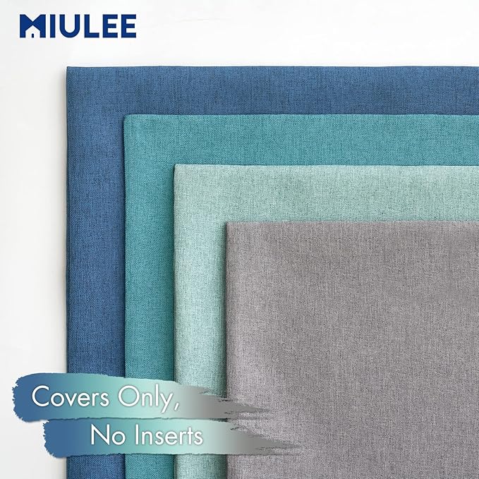 MIULEE Pack of 4 Decorative Outdoor Throw Pillow Covers Linen Waterproof Pillow Covers Farmhouse Cushion Cases for Patio Garden Tent Balcony Couch Sofa 18x18 inch Blue