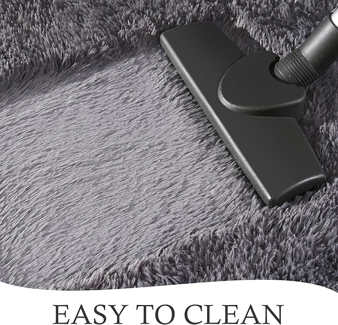 Chicrug Soft Runner Rugs for Bedroom Living Room Plush Fluffy Rug 2x4 Feet, Shag Furry Area Rug Carpet Non Shedding for Nursery Children Kids Girls Room Home Decorative, Coal Grey