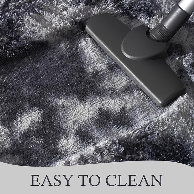 Chicrug Soft Runner Rugs for Bedroom Living Room Plush Fluffy Rug 2x4 Feet, Shag Furry Area Rug Carpet Non Shedding for Nursery Children Kids Girls Room Home Decorative, Grey and Black