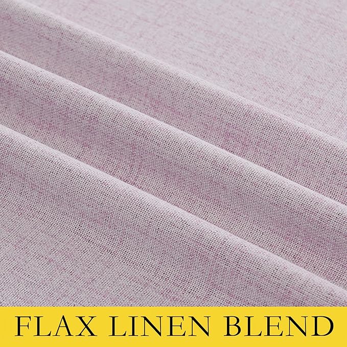 NICETOWN Pink Vintage Linen 100% Blackout Curtains for Living Room, Thermal Insulated Curtains 95" Long, Noise Reducing Window Treatment Drapes for Bedroom, 52" Wide Per Panel, Set of 2