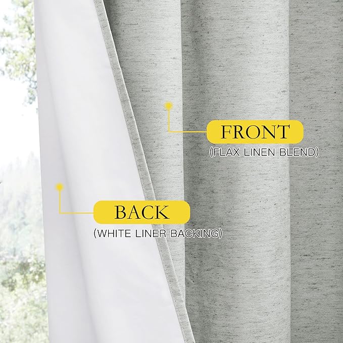 NICETOWN Grey Noise and Lights Block Out Curtains, 2 Panels, 42-inch W by 84-inch L, Thermal Insulated 100% Blackout 2-Layer Lined Drapes, Noise Cancellation Window Draperies for Dining Room