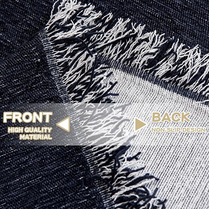 MYSKY HOME Sofa Covers Love Seat Couch Covers Couch Covers for Reclining Couches Couch Cover Sectional Washable Couch Cover with Tassels Sofa Protector for Kids, Dogs, Pets, 71"x118", Navy Blue
