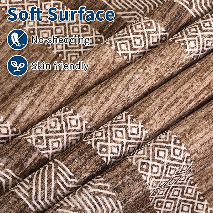 GarveeHome 2.5x8 Modern Bordered Runner Rug Soft Non Slip Washable Floor Carpet Distressed Geometric Hallway Indoor Printed Rug for Kitchen Entrance, Dark Brown