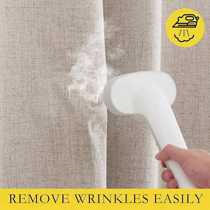 NICETOWN Oatmeal Linen 100% Blackout Curtains 120 inches Length 2 Panels Set with Thermal Insulated Liners, 52" Width, Farmhouse Style Extra Long Window Draperies for Patio Sliding Glass Door