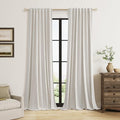 Guken Light Beige 100% Blackout Curtains 84 Inch Long 2 Panels Set for Living Room Bedroom Back Tab Room Darkening Winter Thermal Insulated Netural Black Out Linen Drapes Window Curtain, 52x84