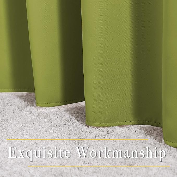 NICETOWN Light Reducing Grommet Curtains - Triple Woven Textured Soft Curtain Panels for Living Room Window Treatment Drapes for Sliding Door (W80 x L108, Fresh Green, 2 Pieces)