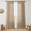 Nanspring Sand Beige Curtains 108 Inches Long for Living Room Linen Burlap Simple Modern Luxury Curtains Back Tab Floor to Ceiling High Window Sheer Curtain for Bedroom Office 52x108, 2 Panels