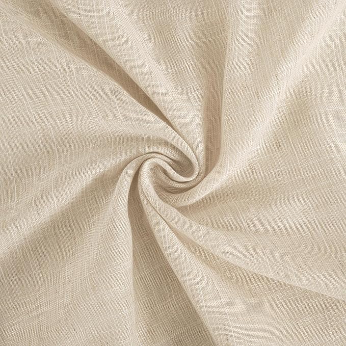BGment Natural Tan Linen Curtains 80 Inches Long for Living Room - Light Filtering Window Drapes with Rod Pocket Semi Sheer for Farmhouse Bedroom Decor Rustic, 2 Panels, 52 Inch Wide Each Panel