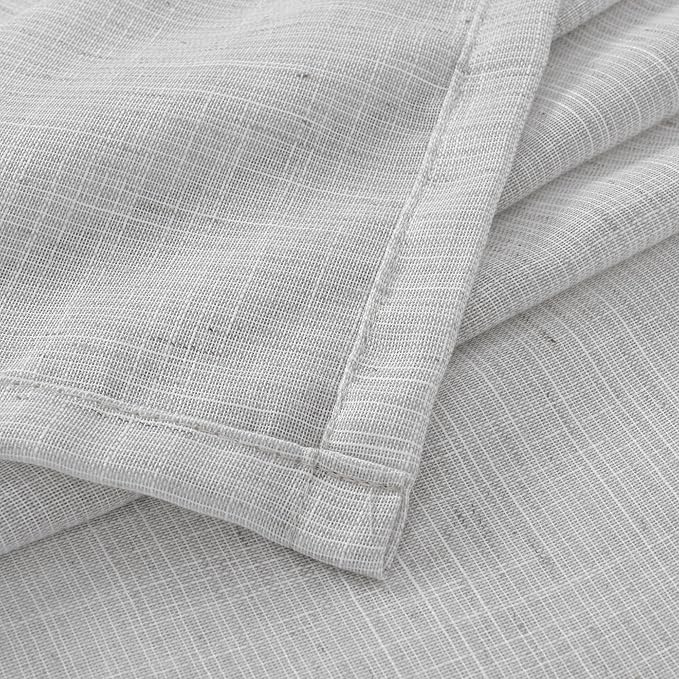 BGment Light Grey Linen Curtains for Living Room 84 Inch Length - Light Filtering Window Drapes Semi Sheer with Rod Pocket for Bedroom Dining Room Decor Lightweight, 2 Panels Set, 52 X 84 Inch