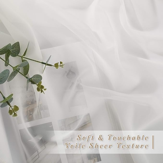 NICETOWN Beige Sheer Window Curtains Extra Long, Silver Grommet Light Filter Window Drapes Airy & Breathable Living Room Voile Panels Elegant for Flat/Apartment, W70 x L108