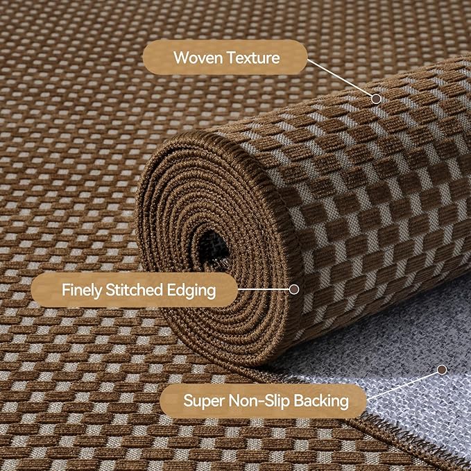 YDKGL 3x5 ft Area Rug Entryway Runner Rug Non Slip Washable, Boho Woven Kitchen Runner Rugs Door Mat Entry Rugs Carpet for Indoor Foyer Backdoor Hallway Floor Bedroom Living Room, Dark Brown/Coffee
