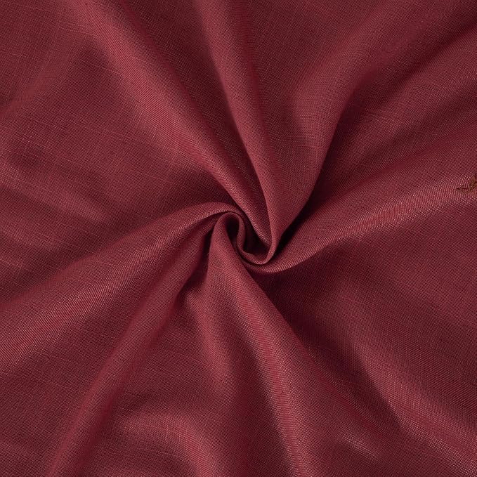 BGment Linen Burgundy Curtains 54 Inch Length for Short Window, Semi Sheer Drapes Lightweight Rustic Textured for Living Room Bedroom with Rod Pocket, 2 Panels Set, Each 42 Inch Wide
