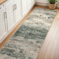 BEIMO Runner Rug for Hallway Kitchen, 2'x6' Machine Washable Runners Rug for Entryway, Soft Modern Abstract Throw Rugs, Low Pile Floor Cover with Non Slip Backing, Grey/Dark Green
