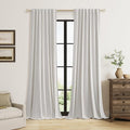 Guken Natural 100% Blackout Curtains 112 Inch Length 2 Panels Set Neutral Linen Farmhouse for Bedroom Back Tab Thermal Insulated Black Out Drapes Room Darkening Window Curtain 112 Inches Long