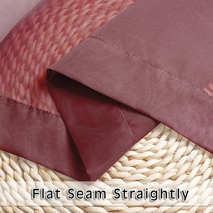OVZME Burgundy Sheer Curtains 63 inch Length 2 Panels Set for Christmas, Elegant Light Filtering Airy Burgundy Voile Window Treatments, Each is 42W x 63L