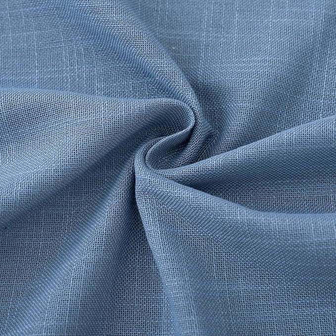 Denim Blue Curtains for Living Room Back Tab Modern Farmhouse Semi Sheer Blue Curtains 144 inches Long 2 Panels Set Muted Neutral Window Curtain for Dining Room Bedroom 52x144