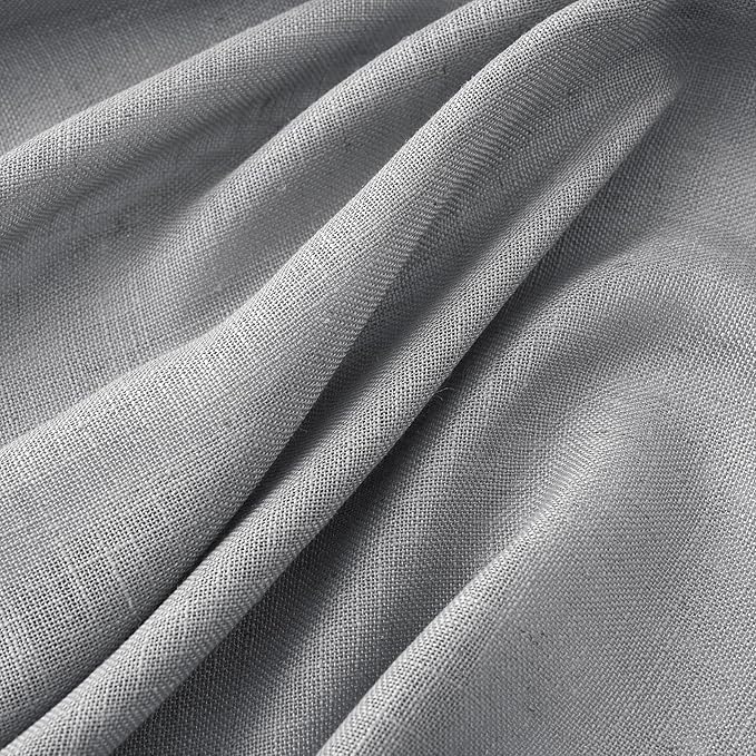 MIULEE Grey Linen Curtains 90 Inch Long for Bedroom Living Room, Soft Thick Linen Textured Window Drapes Gray Semi Sheer Light Filtering Back Tab Rod Pocket Burlap Look Decor, 2 Panels