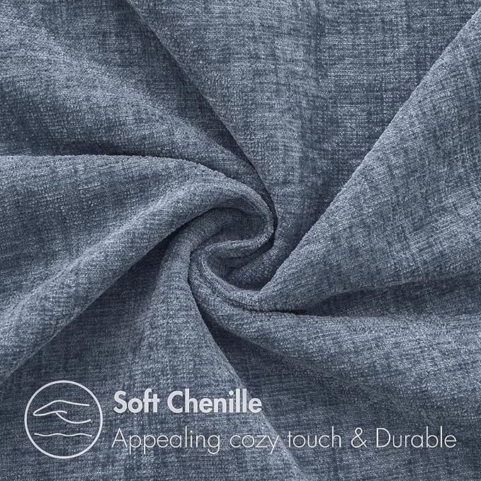 MIULEE Pack of 2 Couch Throw Pillow Covers 16x16 Inch Soft Dark Grey Blue Chenille Pillow Covers for Sofa Living Room Solid Dyed Pillow Cases