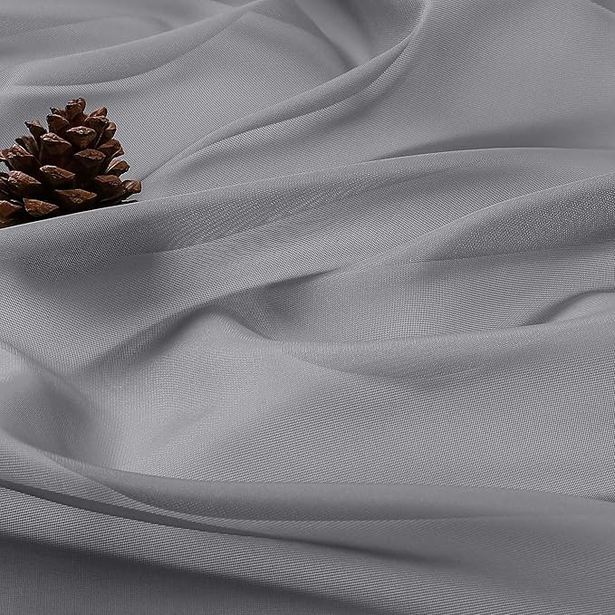 OWENIE Grey Sheer Curtains 120 Inches Long 2 Panels Set, Airy Lightweight Sheer Grey Curtains for Living Room Bedroom, Farmhouse Voile Filmy Rod Pocket Curtains Drapes, 2 Pcs, Each 59" Wx120 L Inch