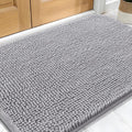 OLANLY Dog Door Mat for Muddy Paws 34x21, Absorbs Moisture and Dirt, Absorbent Non-Slip Washable Doormat, Quick Dry Chenille Mud Mat for Dogs, Entry Indoor Entryway Carpet for Inside Floor, Light Grey