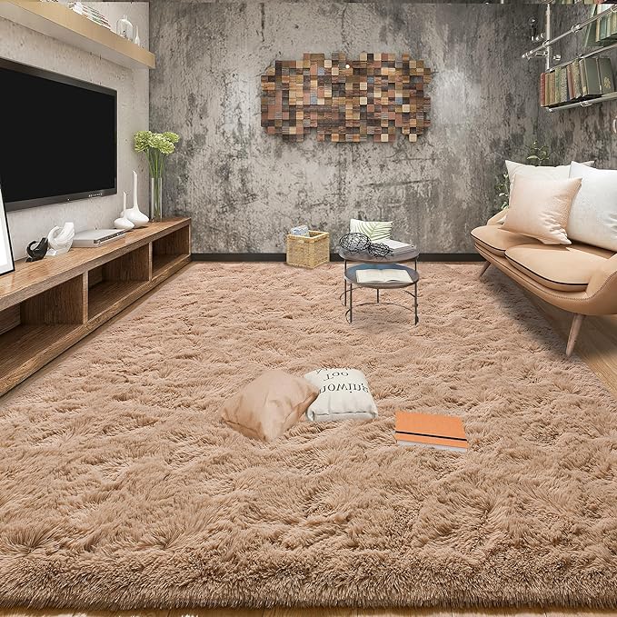 Tepook Area Rugs 10x14 for Living Room, Super Soft Fluffy Rugs for Bedroom, Modern Shaggy Rug Fuzzy Carpets for Kids, Plush Indoor Nursery Home Decor Rug with Non-Slip Bottom, Beige