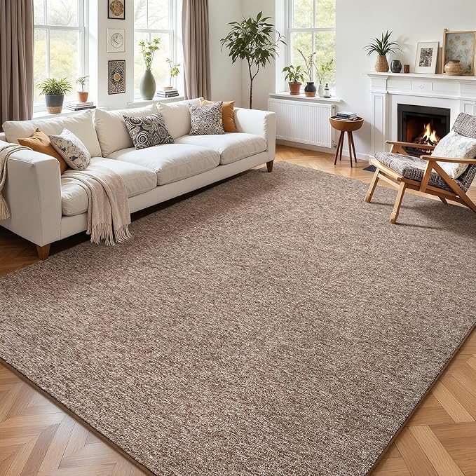 AROGAN Washable 6×9 Living Room Rug, Modern Area Rugs with Soft Memory Foam for Bedroom, Minimalist Non-Slip Indoor Floor Carpet for Dining Room Office Kids Playroom Decor, Matte Brown
