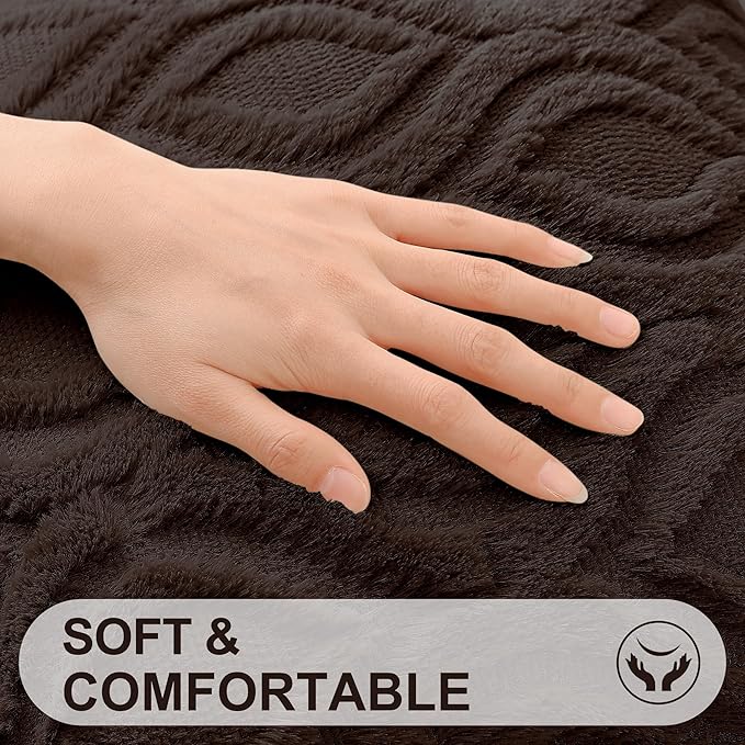 decorUhome Throw Pillow Covers 20x20 Inch Set of 2, Soft Plush Faux Wool Dark Brown Solid Couch Pillow Covers, Accent Farmhouse Neutral Square Pillow Cases for Sofa Bed Living Room