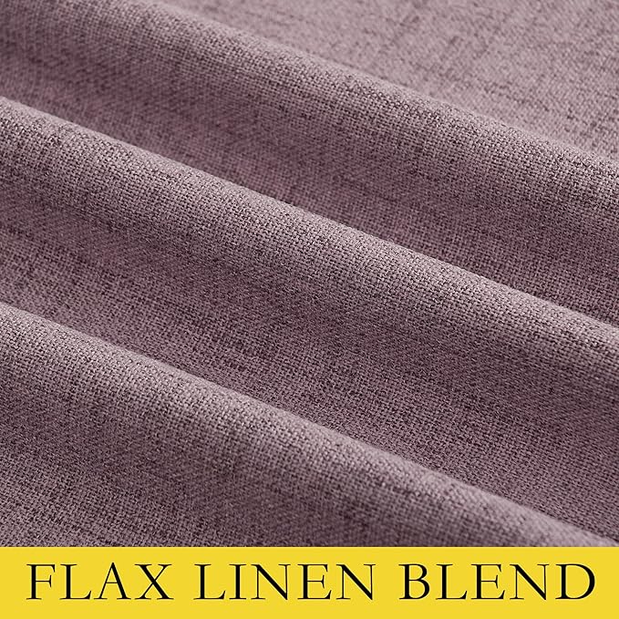 NICETOWN Chaise Mauve Vintage Linen 100% Blackout Curtains for Living Room, Thermal Insulated Curtains 95" Long, Noise Reducing Window Treatment Drapes for Bedroom, 52" Wide Per Panel, Set of 2